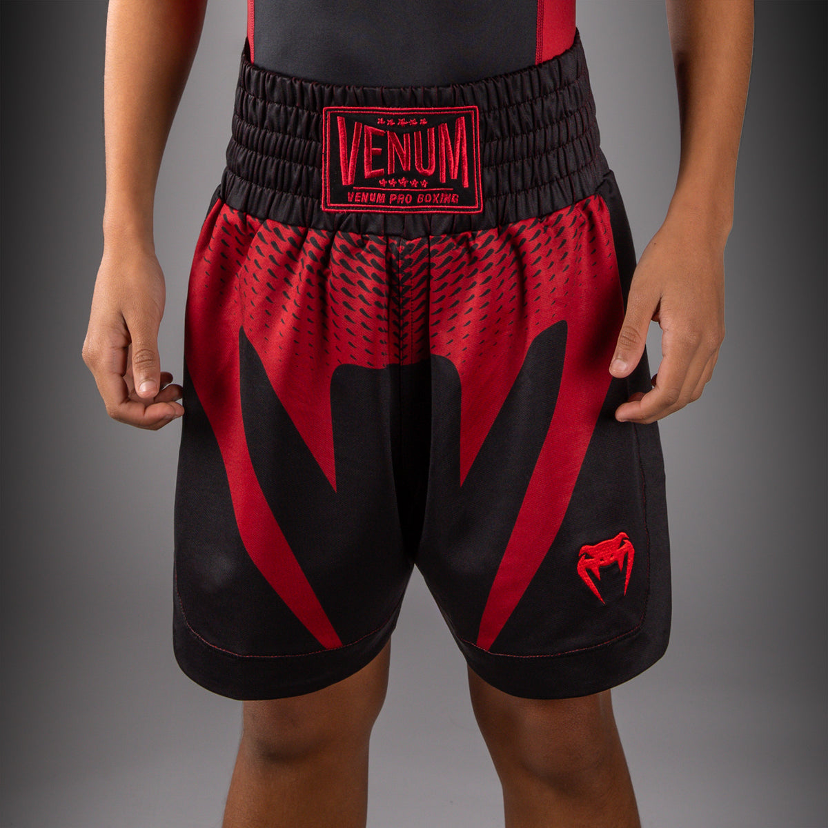 Venum Attack Kids Boxing Shorts - Black/Red  product-type_Boxing shorts Venum