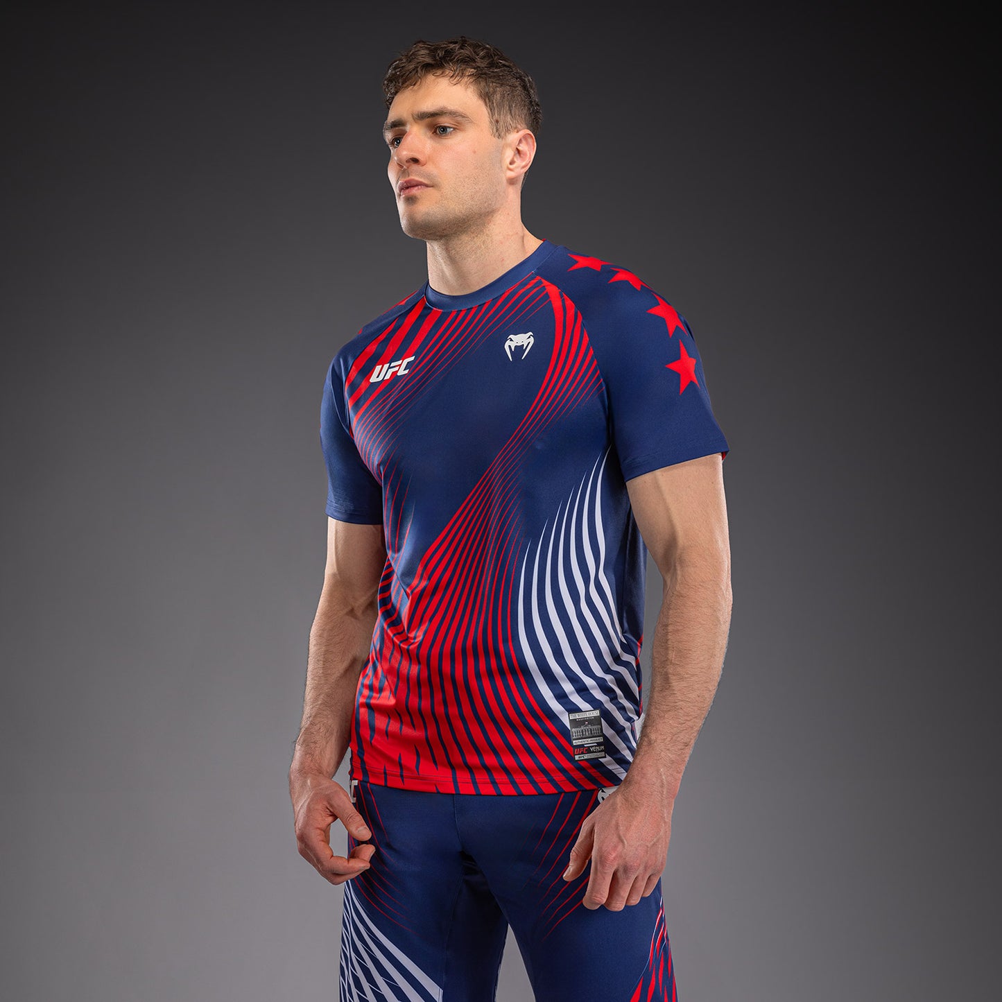 Men's Official UFC Freedom 250 by Venum Blue Authentic Fight Night Walkout Jersey -Hokit