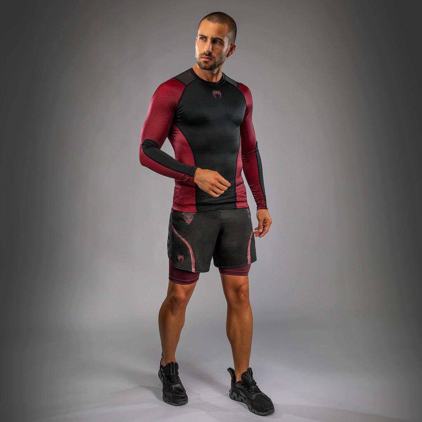 Venum x Assassin’s Creed Shadows Men’s Long Sleeve Rashguard - Burgundy/Black