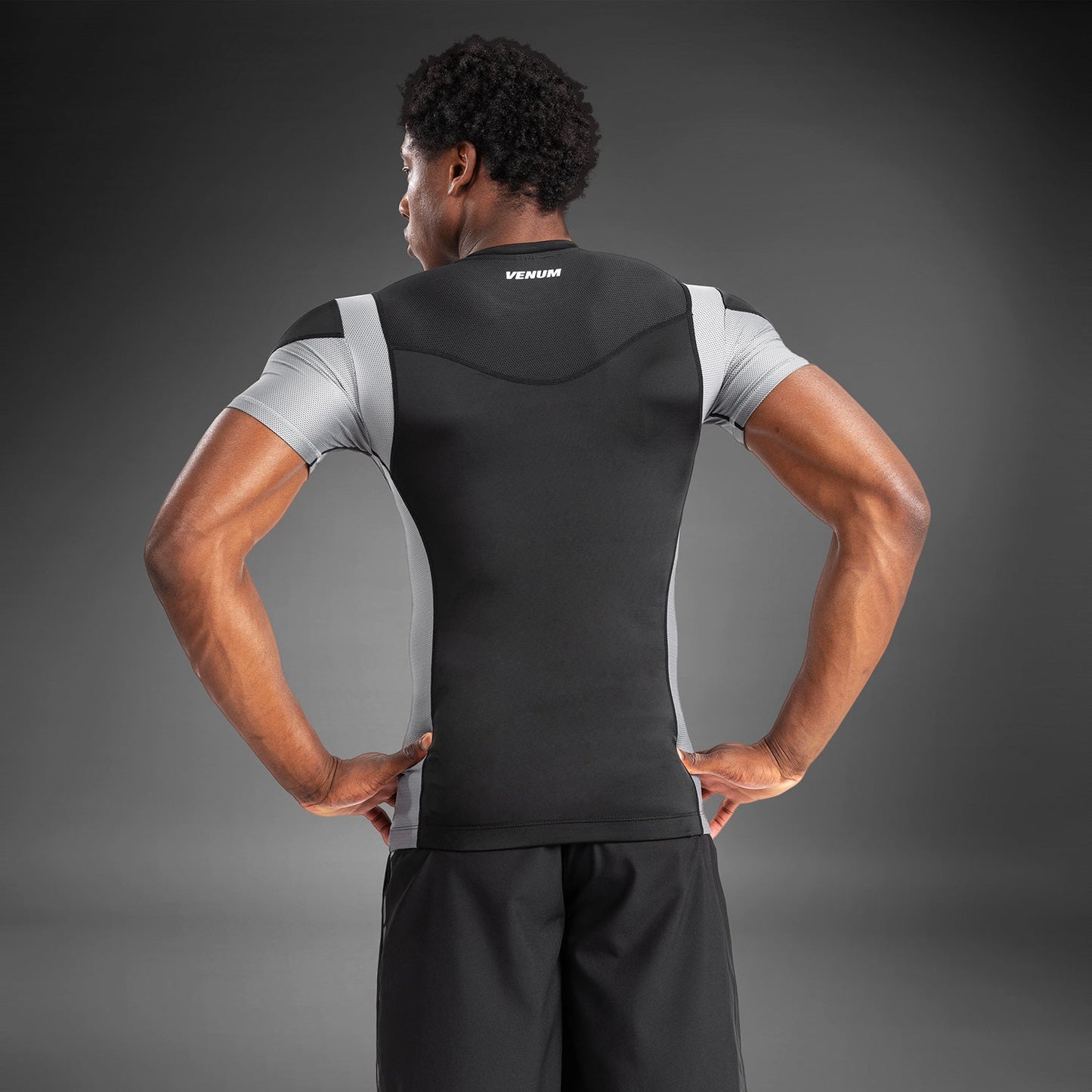 Venum Tempest Men's Short Sleeve Rashguard - Black/Grey