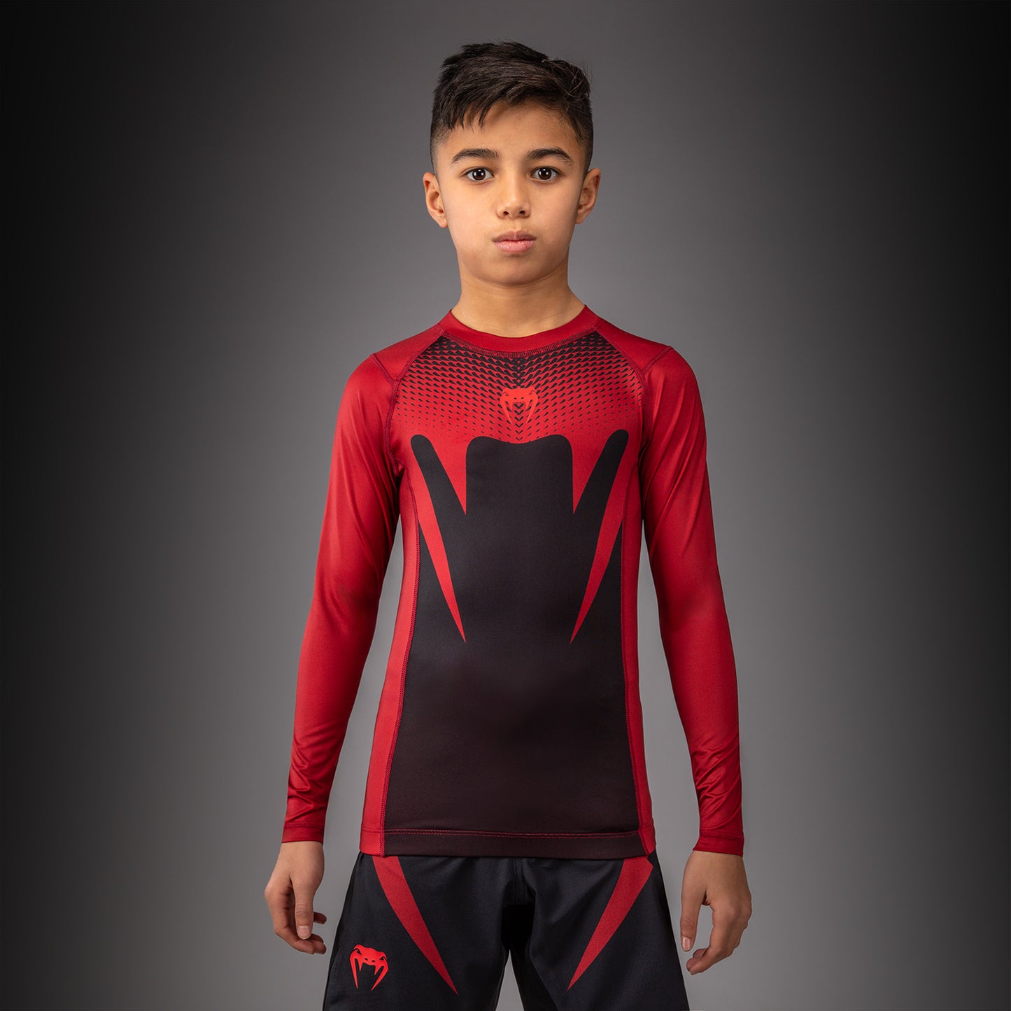 Venum Attack Kids Long Sleeve Rashguard - Black/Red  product-type_Compression T-Shirts Venum