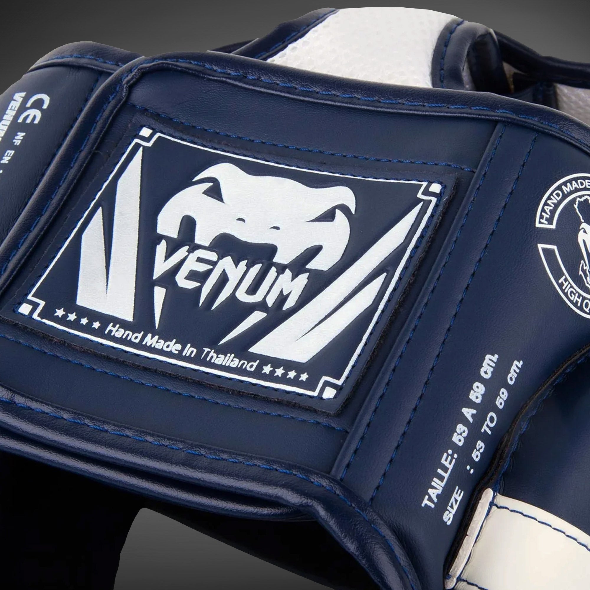 VENUM ボクシングヘッドギア ネイビー 53-59cm 耳保護付 Venum Elite Headgear - White/Navy Blue - Venum