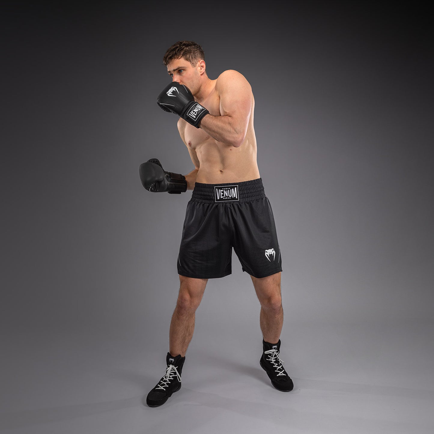 Venum Stealth Boxing Shorts - Black/White  product-type_Boxing shorts Venum
