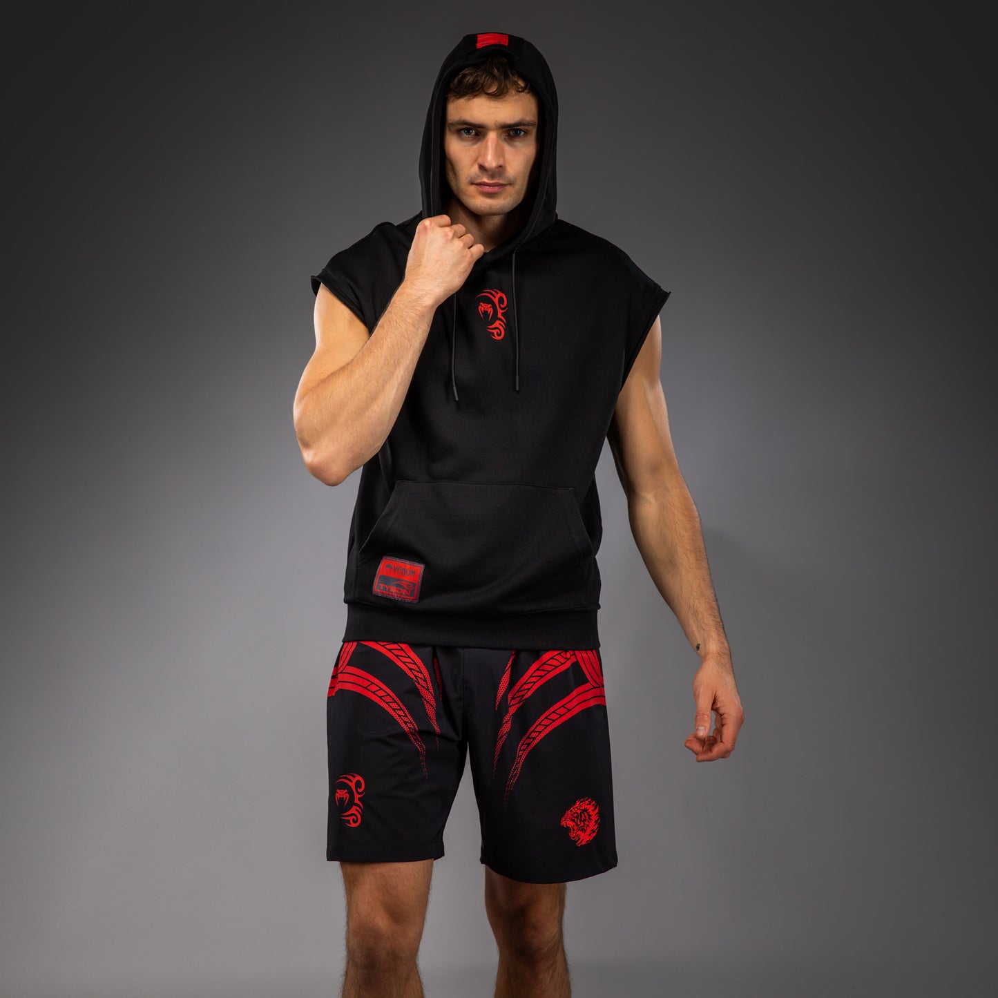 Venum x Mike Tyson Tiger Sleeveless Hoodie - Deep Black/Intense Red
