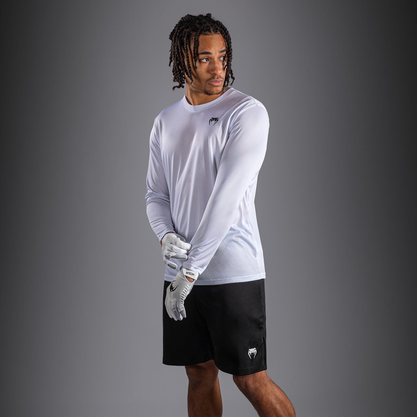 Venum Lineup Performance Long Sleeve T-Shirt - White/Black  product-type_Dry Tech T-Shirts Venum
