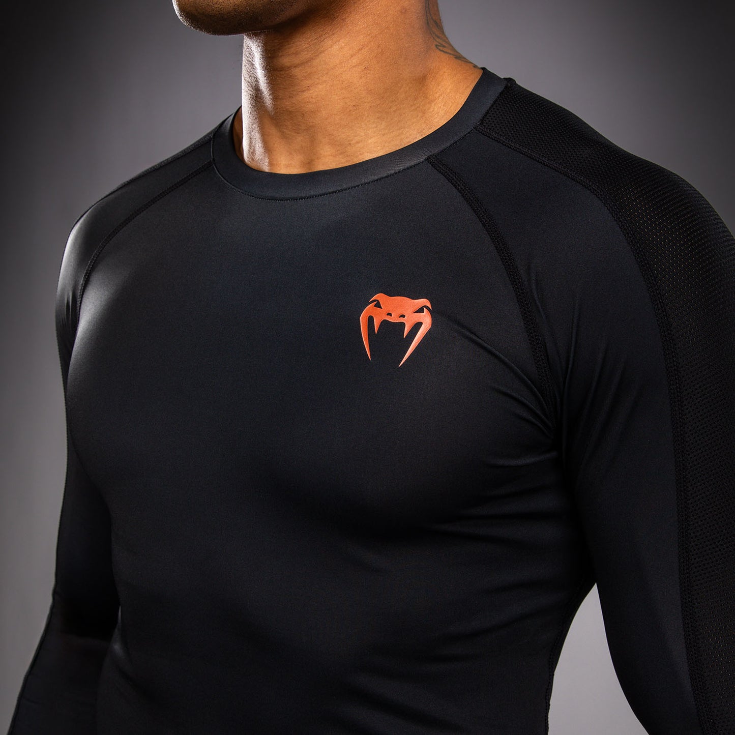 Venum Thunder Dragon Long Sleeve Rashguard - Black/Grey/Copper