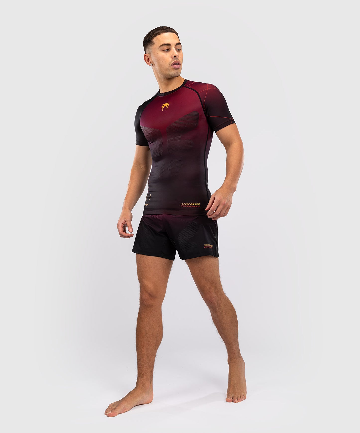 Venum Tactical XT Short Sleeve Rashguard - Black/Burgundy/Gold