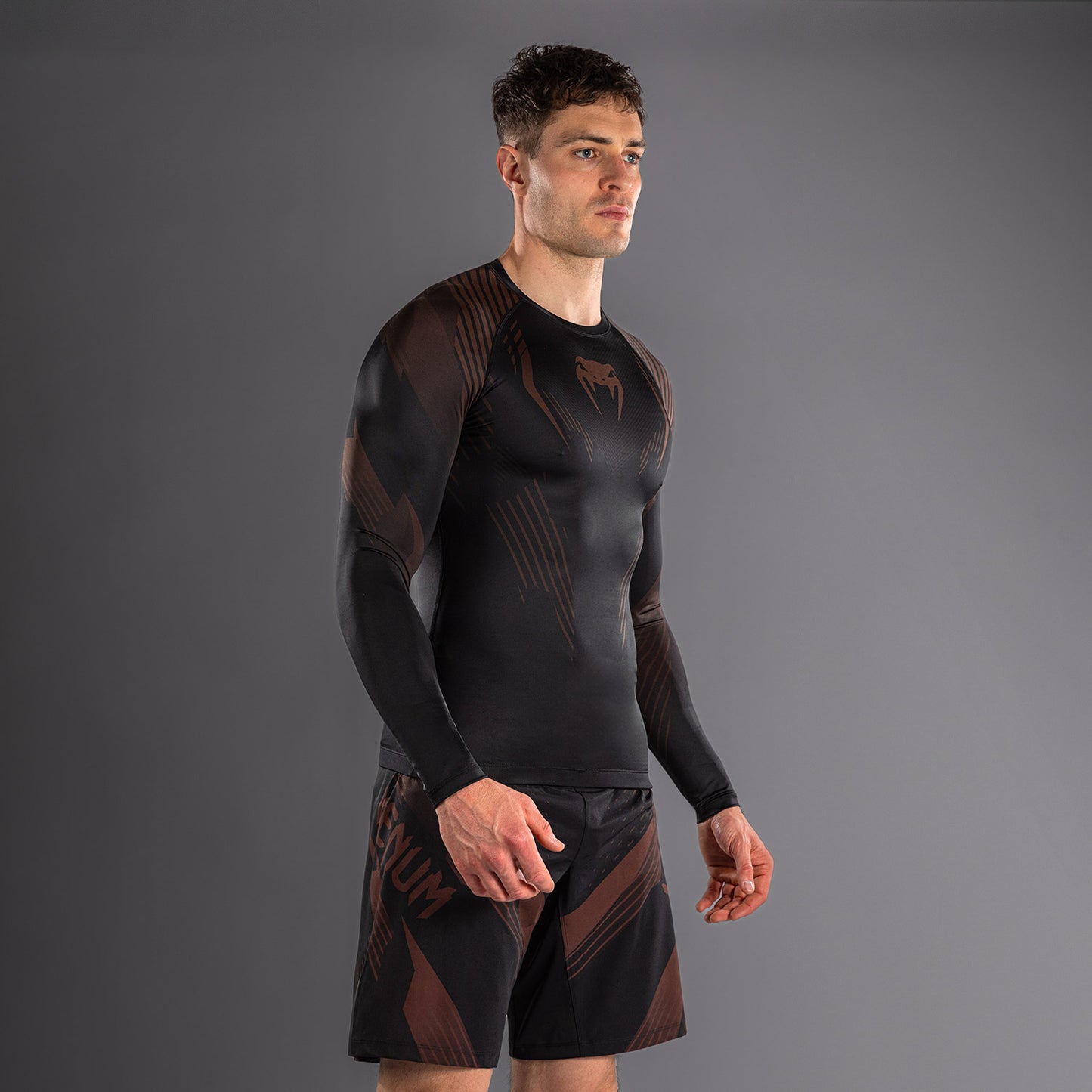 Venum No-Gi 6.0 Long Sleeve Rashguard - Black/Brown  product-type_Compression T-Shirts Venum