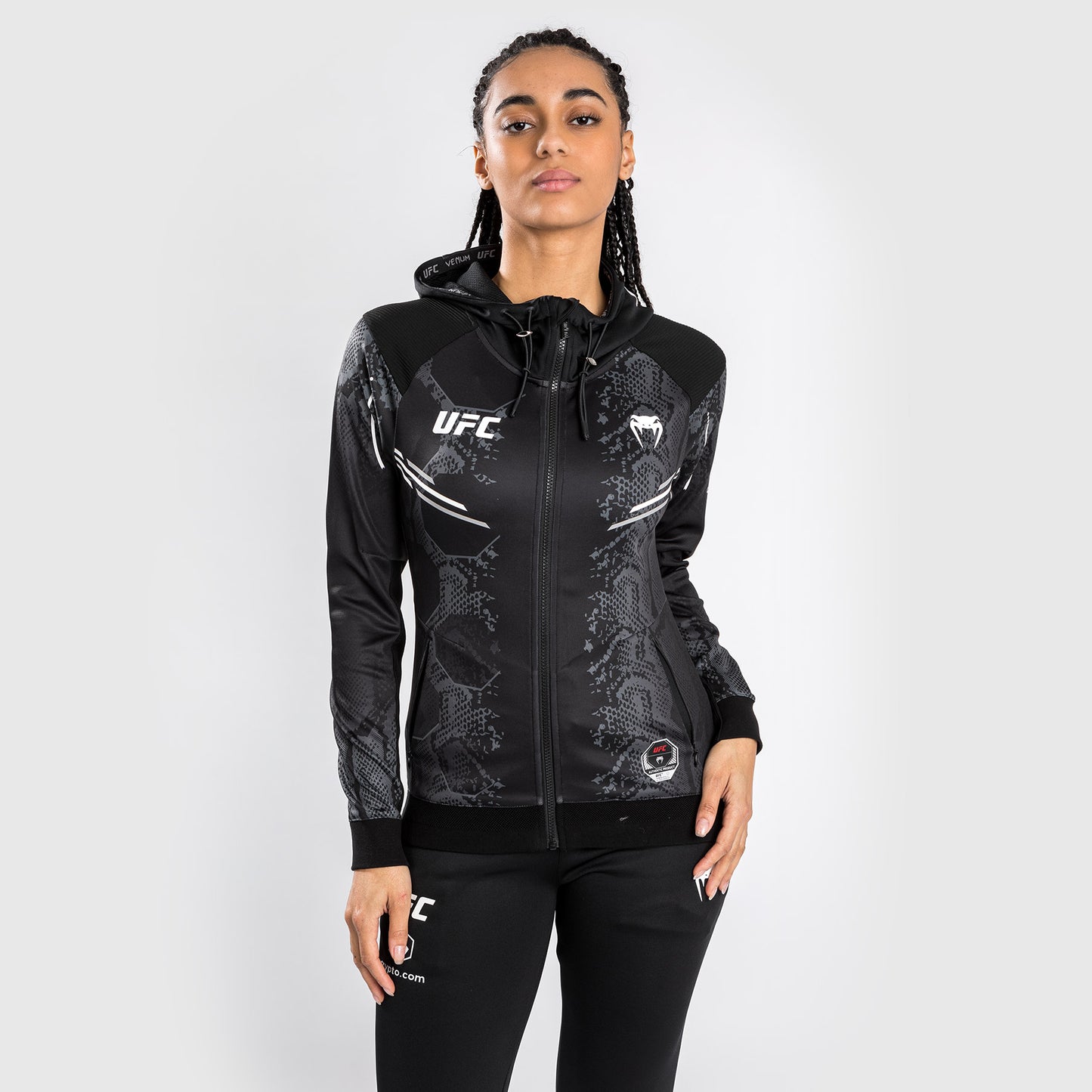 UFC Adrenaline by Venum Authentic Fight Night  Women’s Walkout Hoodie - Black