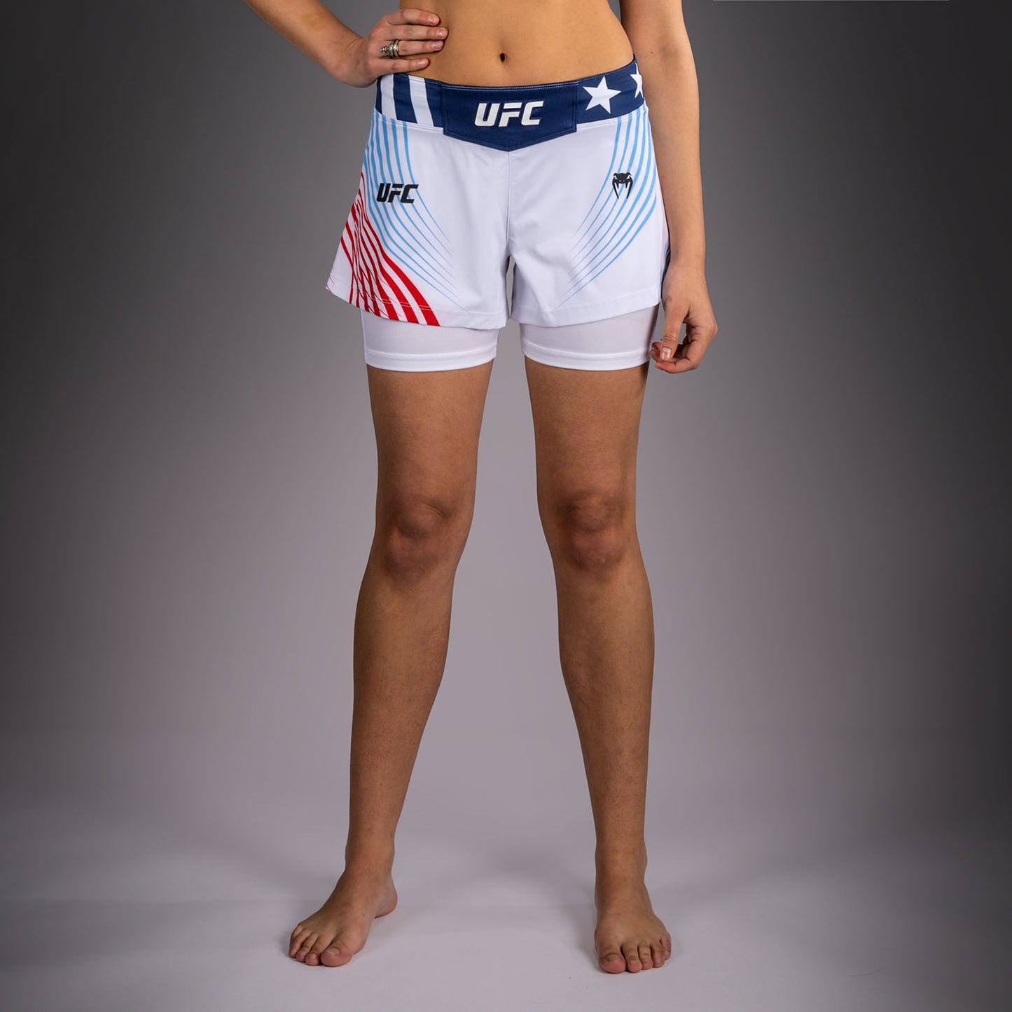 Women's Official UFC Freedom 250 by Venum White Authentic Fight Night Fight Short  product-type_MMA Shorts Venum