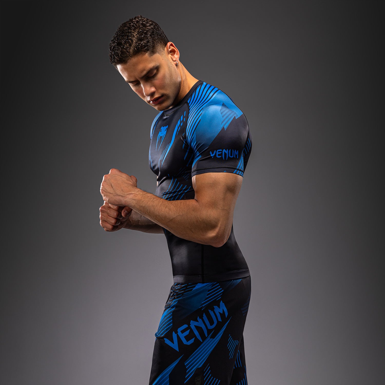 Venum No-Gi 6.0 Short Sleeve Rashguard - Black/Blue  product-type_Compression T-Shirts Venum
