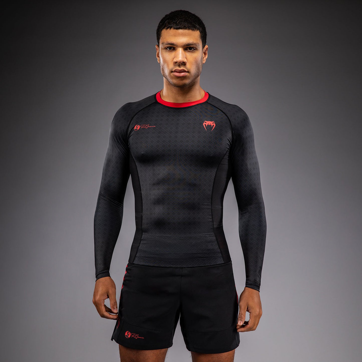 Venum x Roger Gracie Signature Long Sleeve Rashguard - Black/Red
