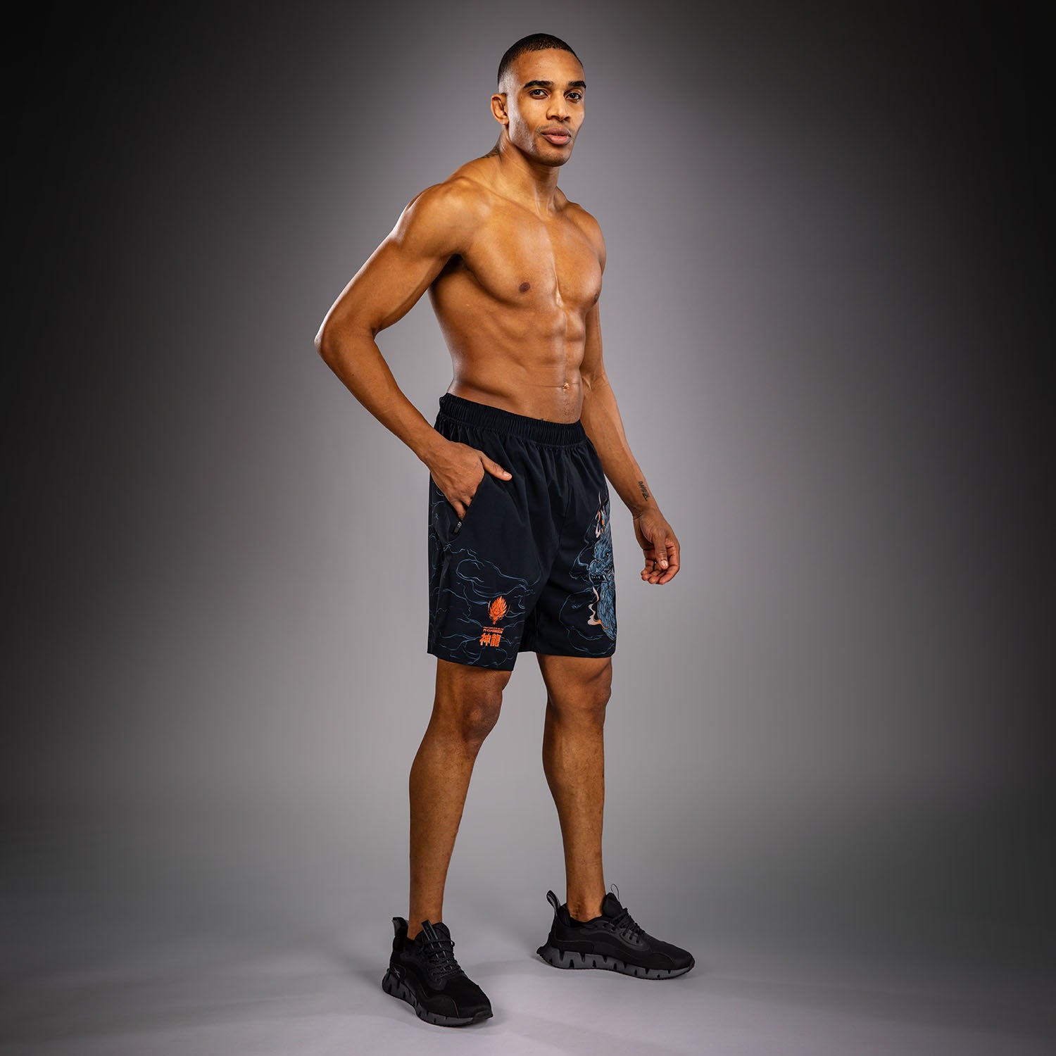 Venum Thunder Dragon Training Shorts - Black/Grey/Copper - Venum