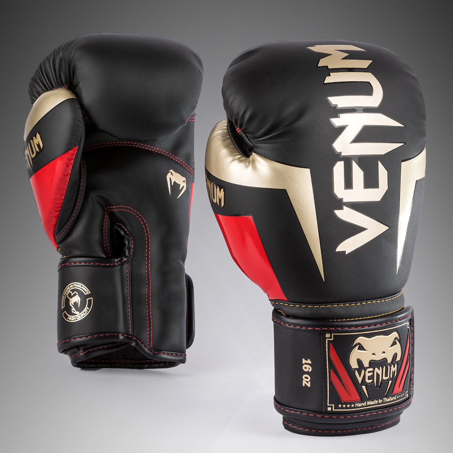 Venum Elite Boxing Gloves - Black/Gold/Red - Venum