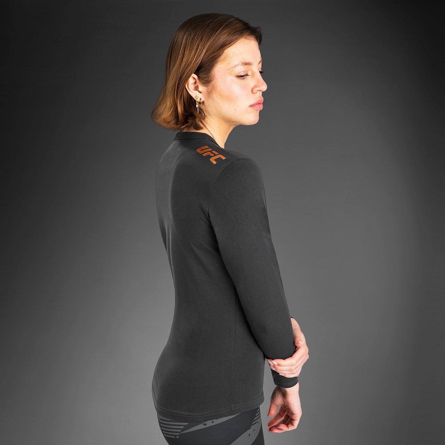 UFC Adrenaline by Venum Fight Week Women’s Long Sleeve Cotton T-Shirt - Charcoal Grey