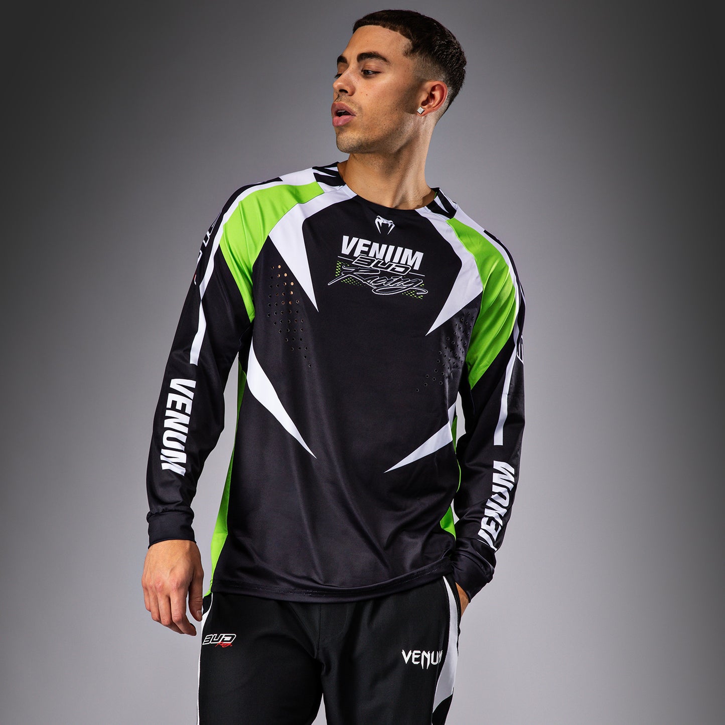 Venum x Bud Racing Men’s Dry-Tech T-Shirt - Black/White/Lime Green