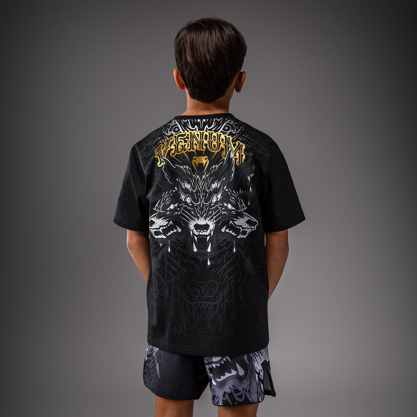 Venum Wolf Atak Kids T-Shirt - Black/Grey