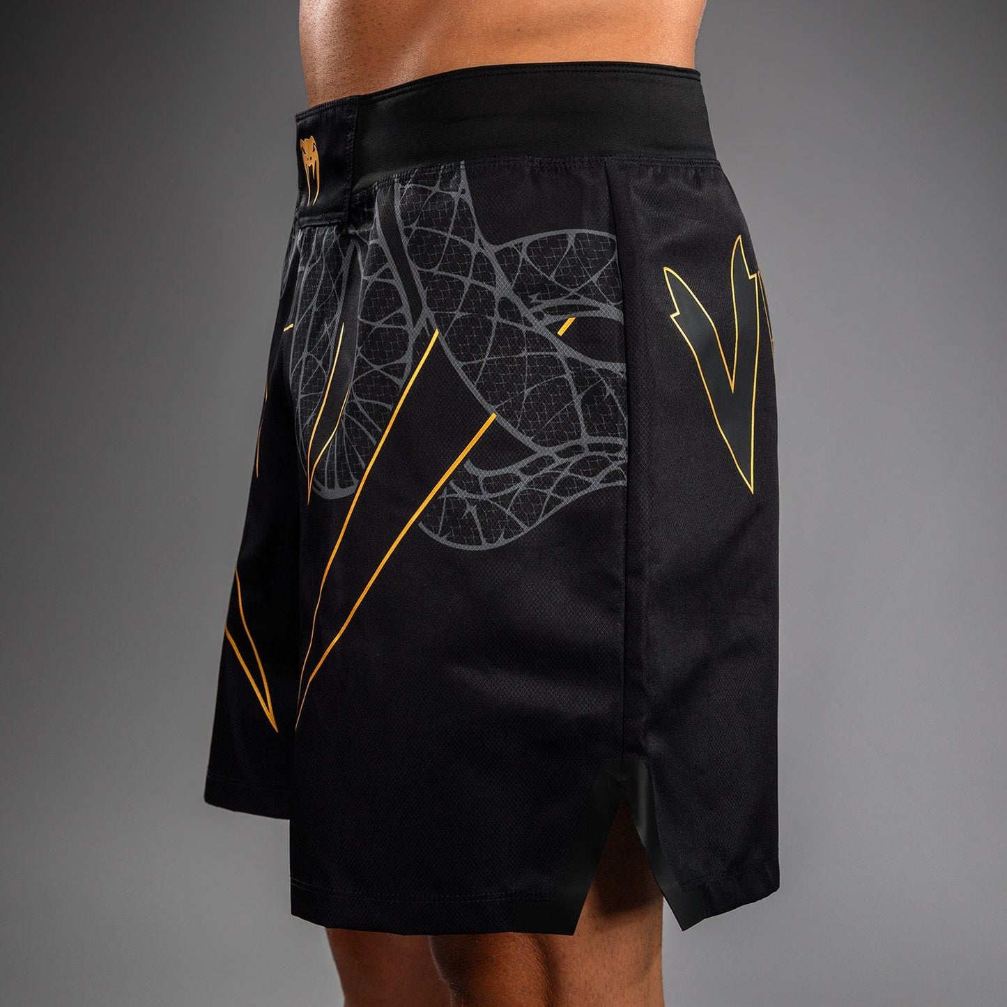 Venum Serpenti Fight Shorts - Black/Silver/Gold