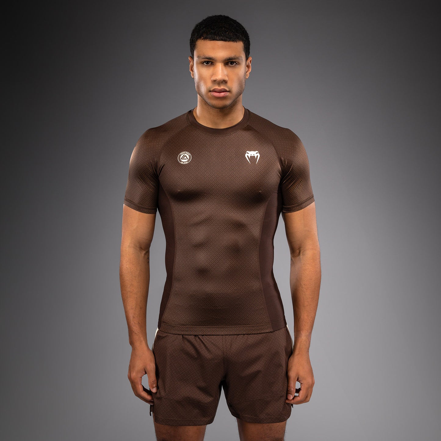 Venum x Roger Gracie Academy Short Sleeve Rashguard - Dark Brown