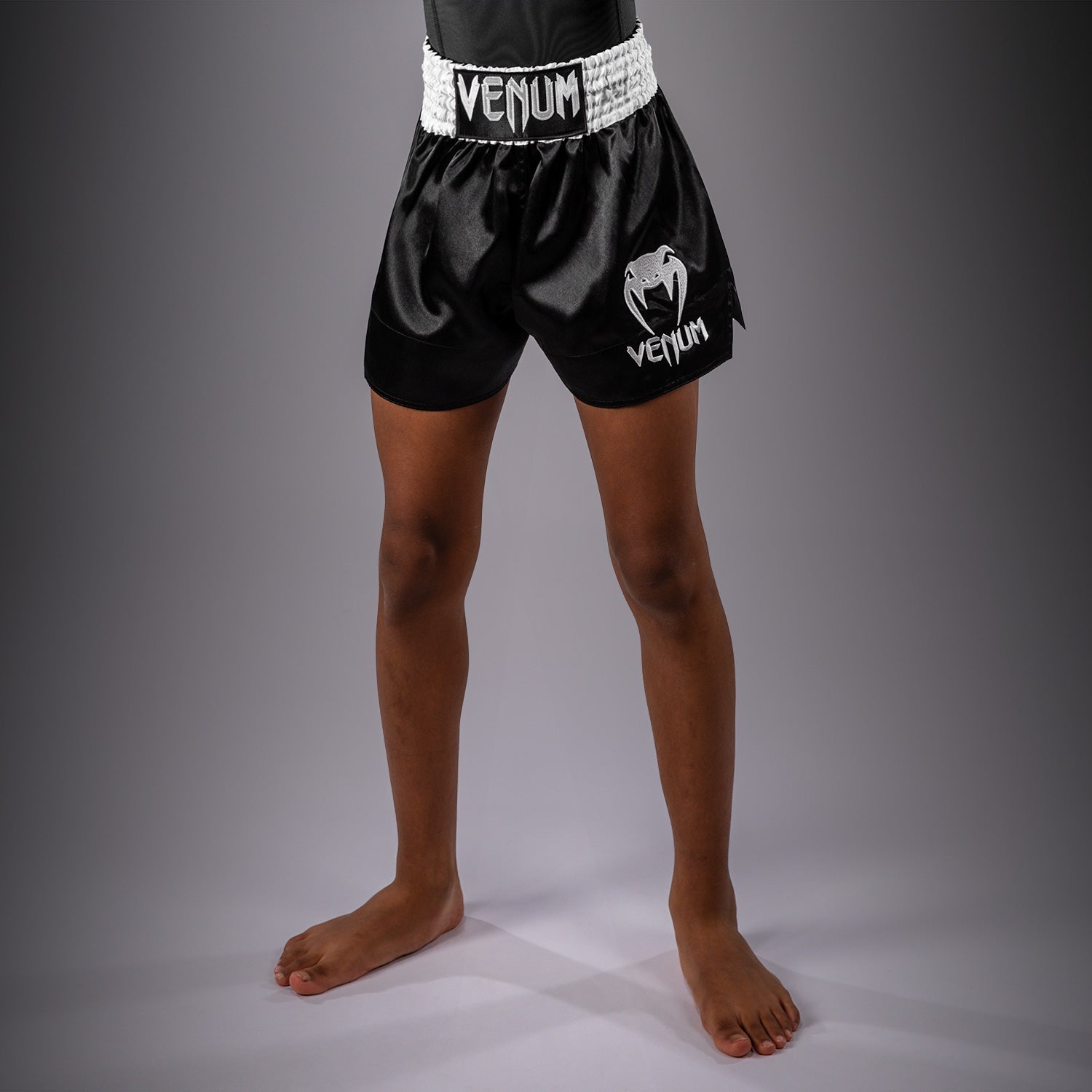 Venum Classic Muay Thai Shorts for Kids - Black/White  product-type_Muay Thai Shorts Venum