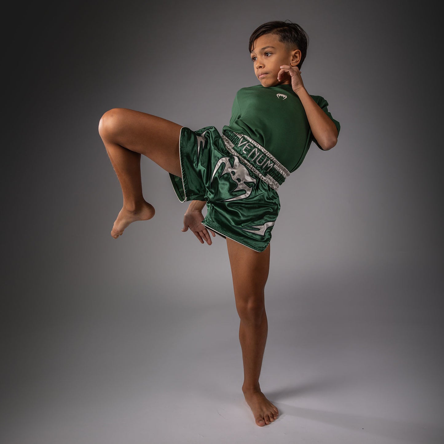Venum Inferno Muay Thai Shorts - Forest Green/ Off White  product-type_Muay Thai Shorts Venum