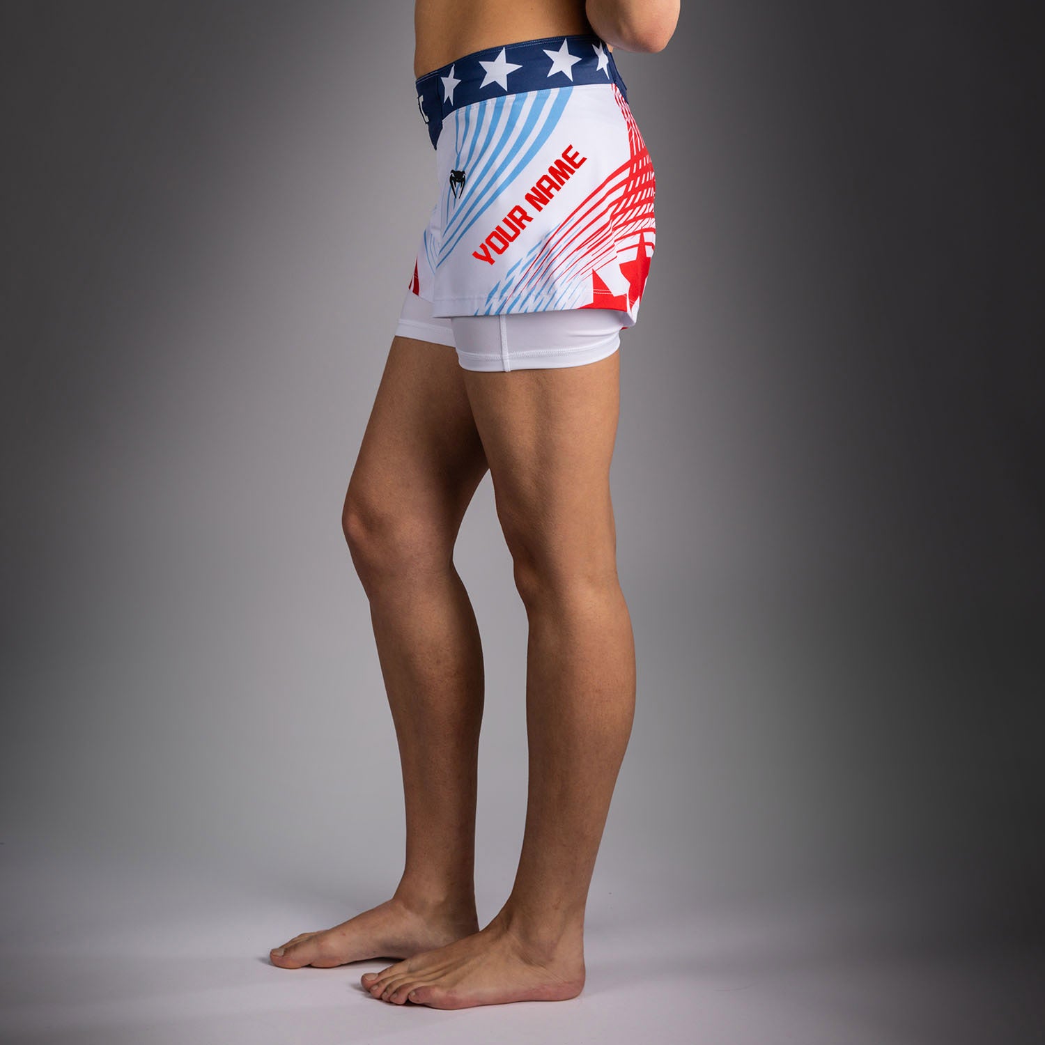 Women's Official UFC Freedom 250 by Venum White Personalized Authentic Fight Night Fight Short  product-type_MMA Shorts Venum