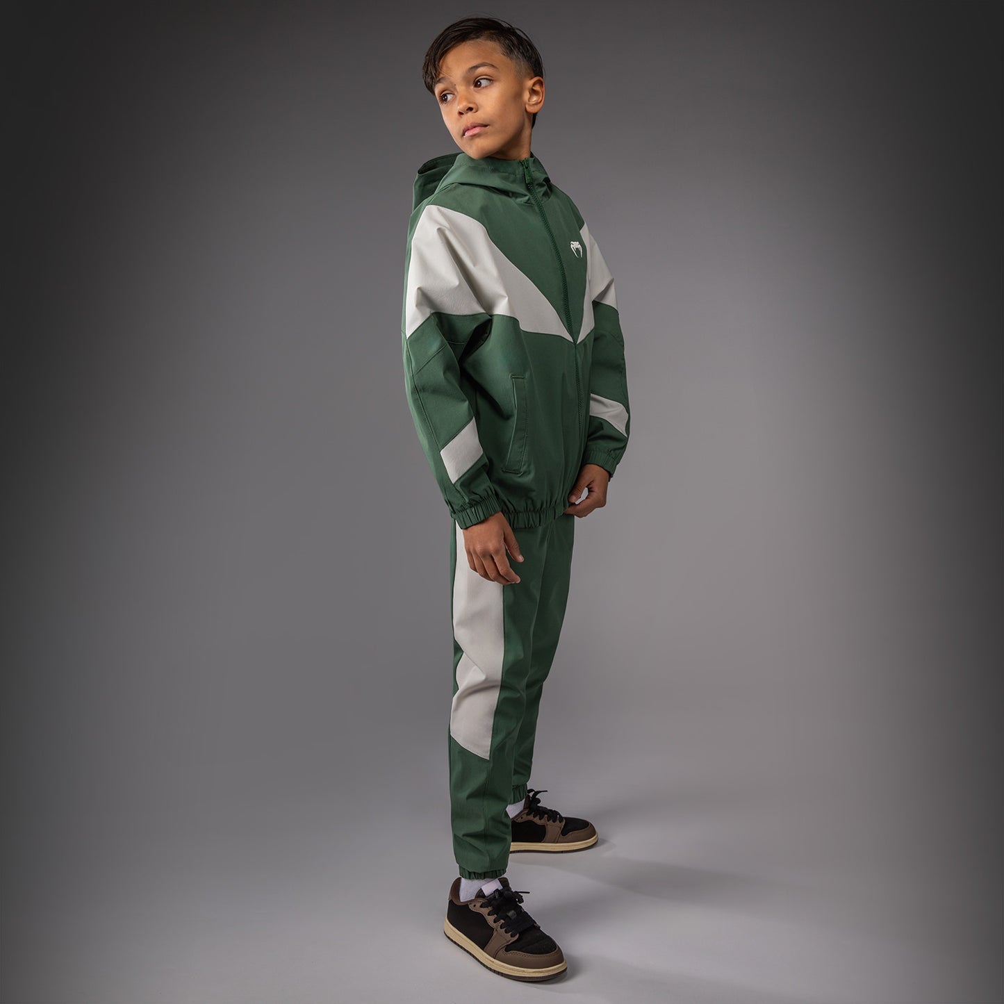 Venum Vectra Kids Track Jackets - Forest Green/ Off White