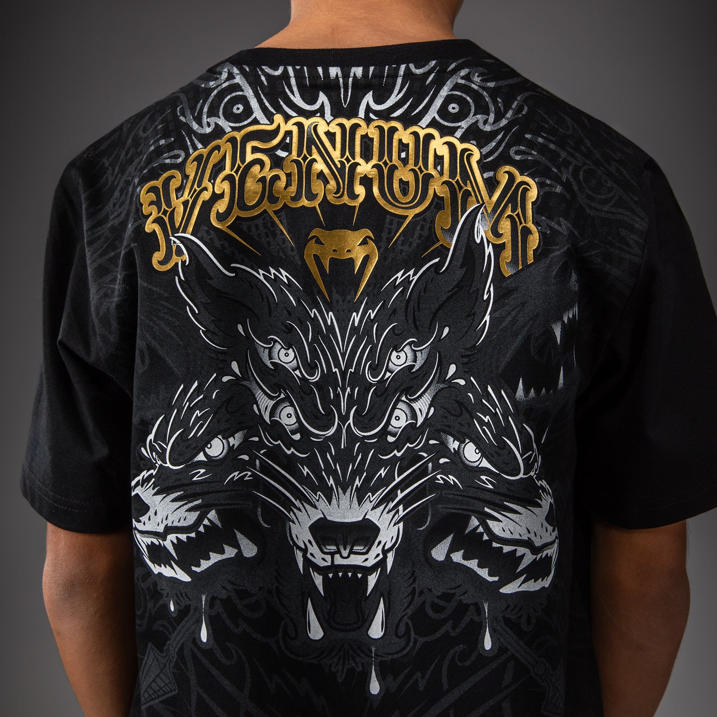 Venum Wolf Atak Kids T-Shirt - Black/Grey
