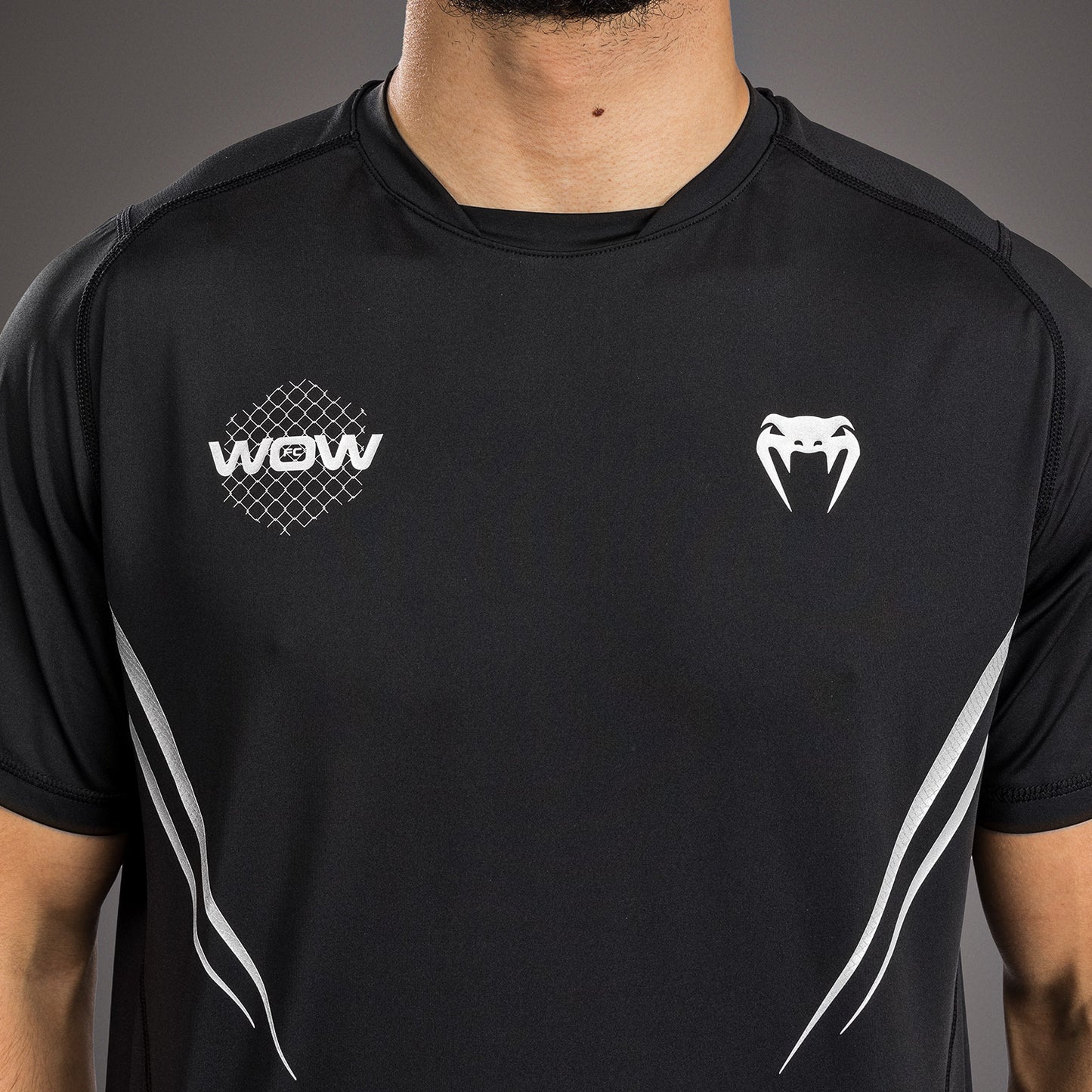 Venum x WOW FC Dry-Tech T-Shirt - Black/Silver Grey