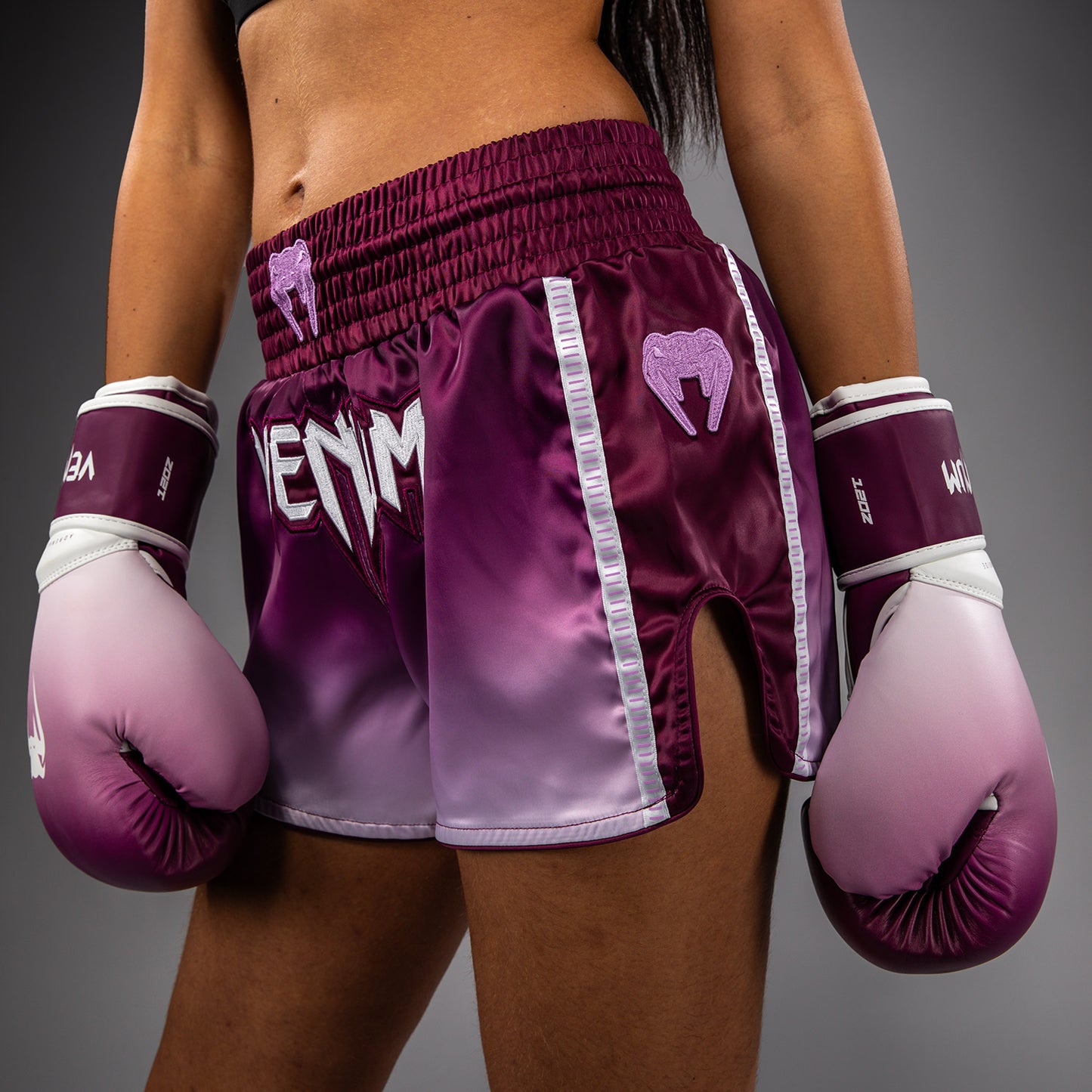 Venum Iris Muay Thai Shorts - Plum/white
