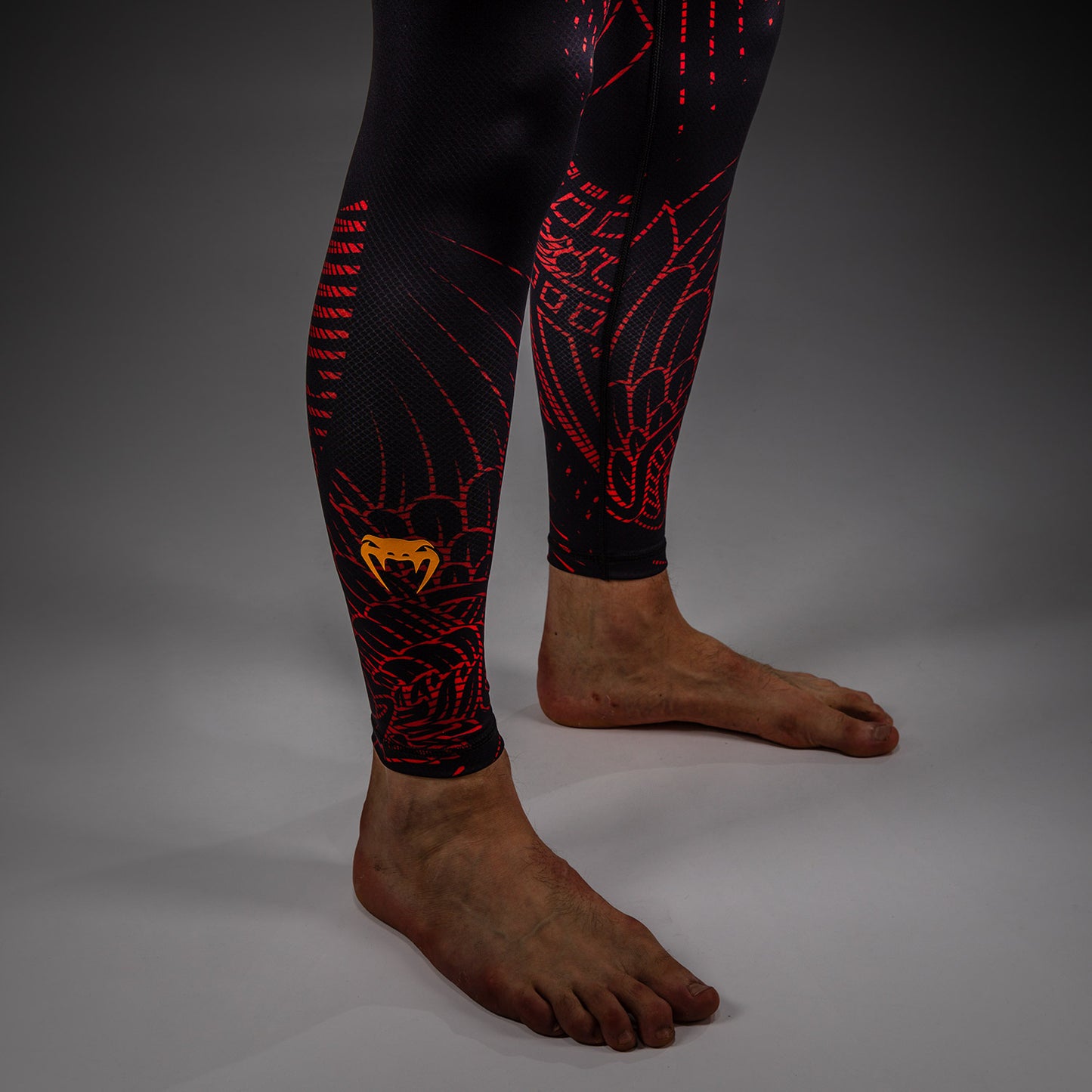 Venum Quetzal Fury Spats - Black/Fury Red/ Tangerine