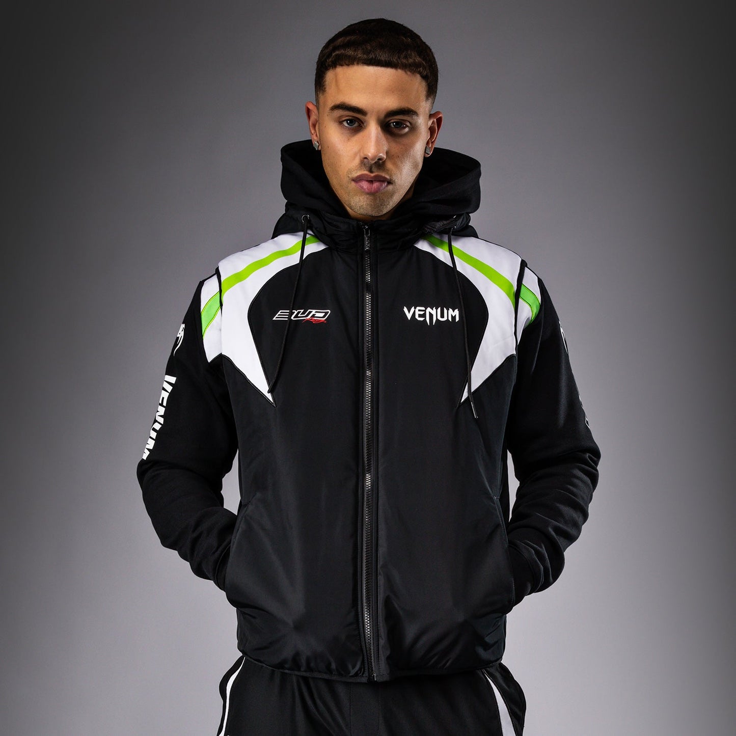 Venum x Bud Racing Down Jacket - Black/White/Lime Green