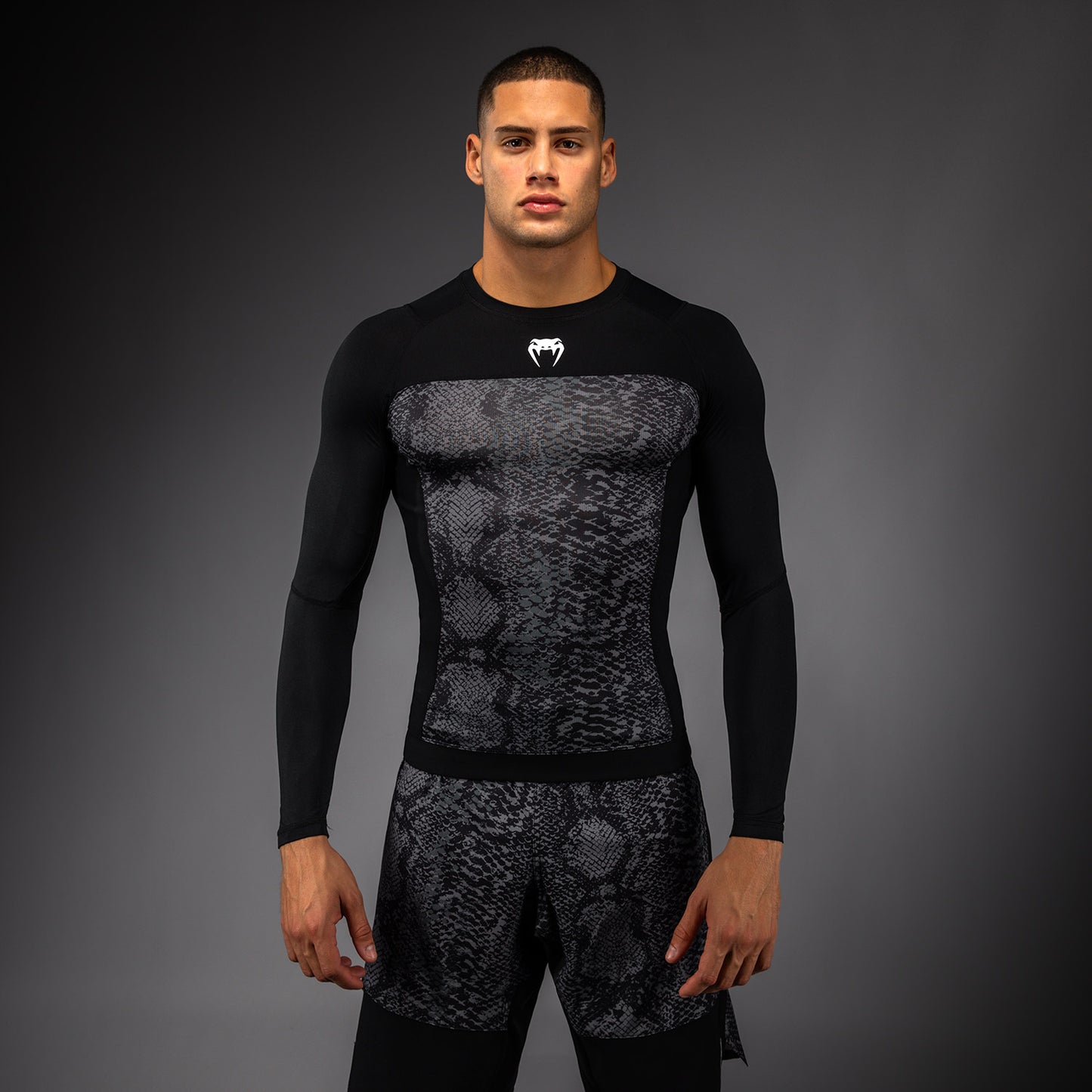 Venum G-Fit Scales Long Sleeve Rashguard - Black/ Charcoal Grey