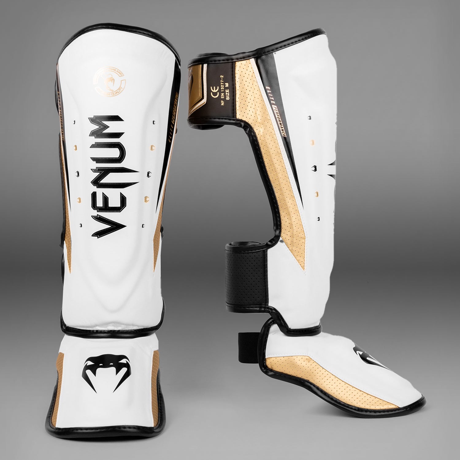 Venum Elite Evo Shinguards - White/Gold - Venum