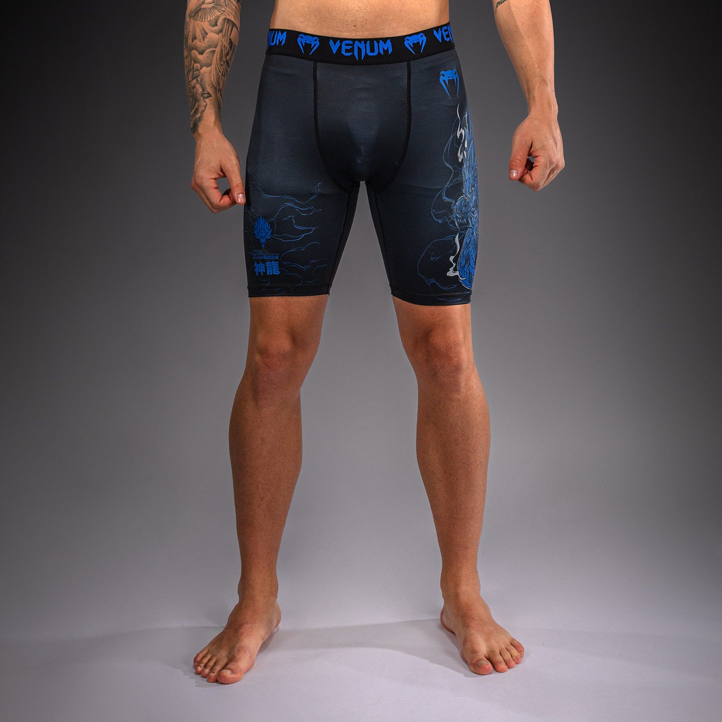 Venum Thunder Dragon Vale Tudo Shorts - Black/Royal Blue