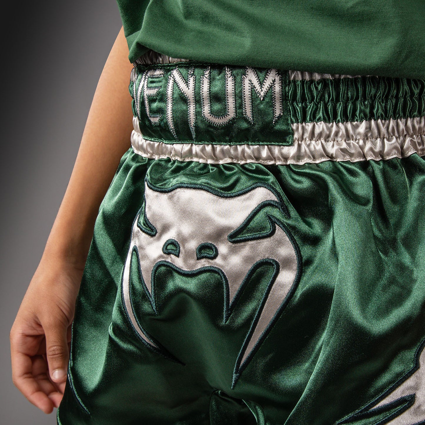 Venum Inferno Muay Thai Shorts - Forest Green/ Off White  product-type_Muay Thai Shorts Venum