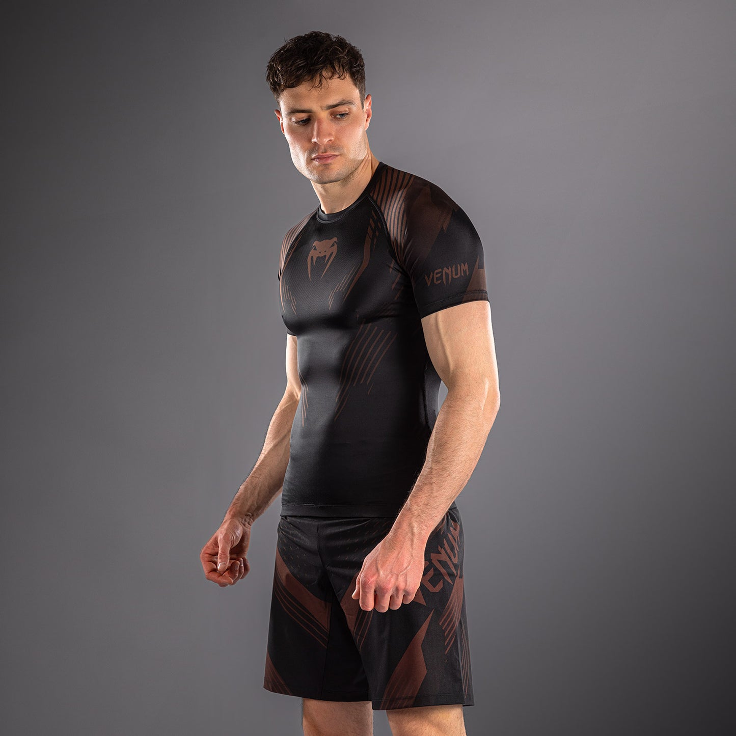 Venum No-Gi 6.0 Short Sleeve Rashguard - Black/Brown  product-type_Compression T-Shirts Venum