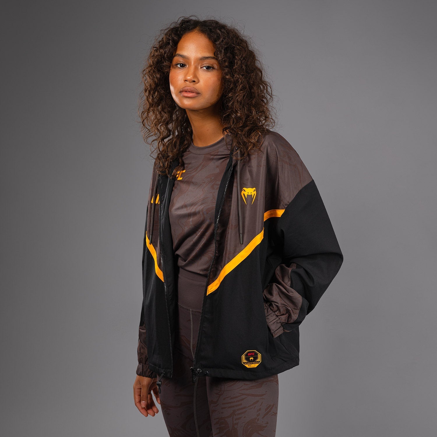 UFC Fusion by Venum Fight Week Women's Zip Hoodie - Earthen Brown