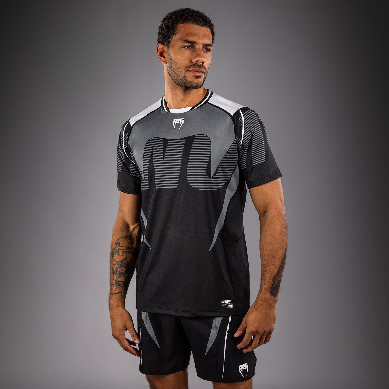 Venum Adrenaline Dry Tech T-Shirt - Black/Silver Grey - Venum