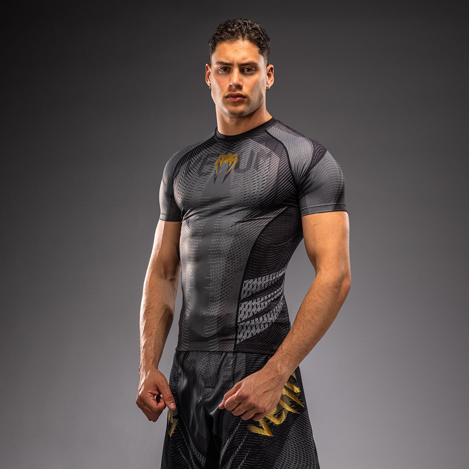 Venum Galactic 3.0 Short Sleeve Rashguard - Black/Gold  product-type_Compression T-Shirts Venum