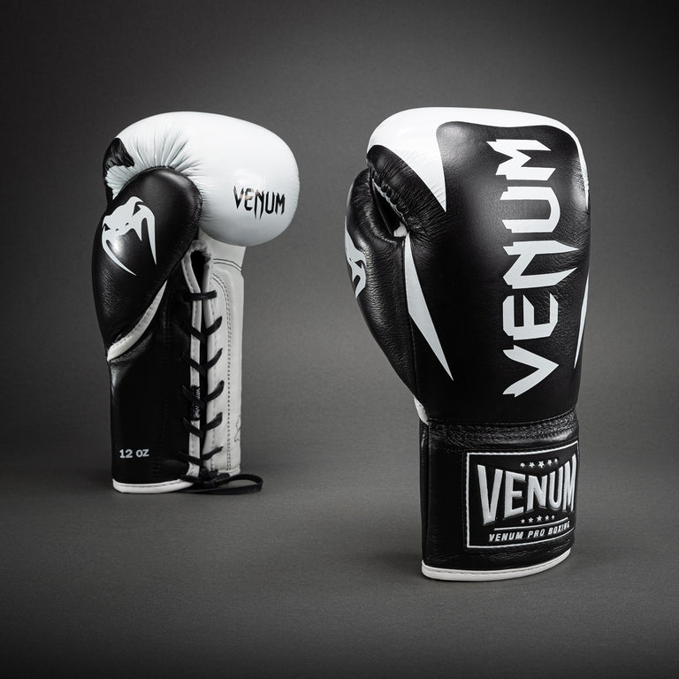 Venum Hammer Pro Boxing Gloves with Laces - Black/White - Venum