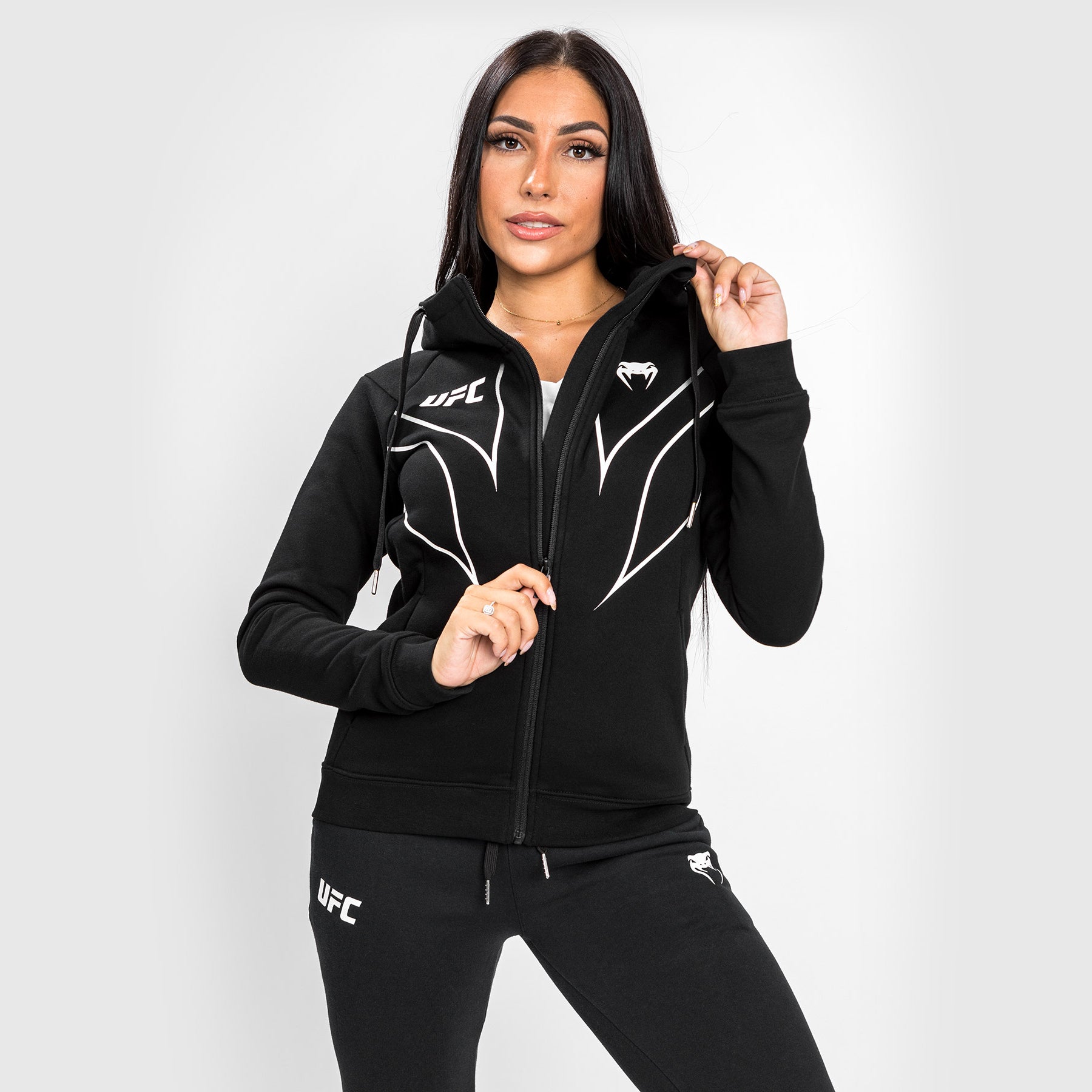 UFC Venum Fight Night 2.0 Replica Women's Full Zip Hoodie - Black