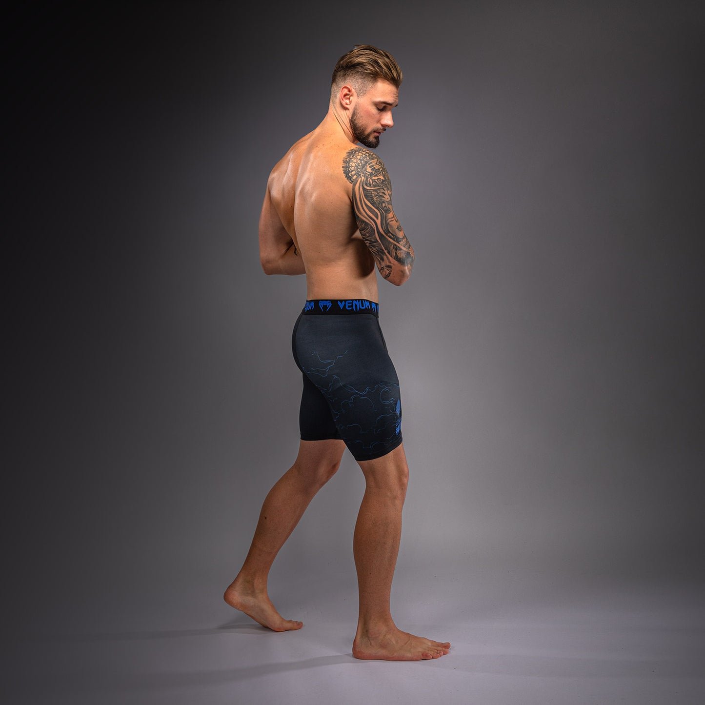 Venum Thunder Dragon Vale Tudo Shorts - Black/Royal Blue