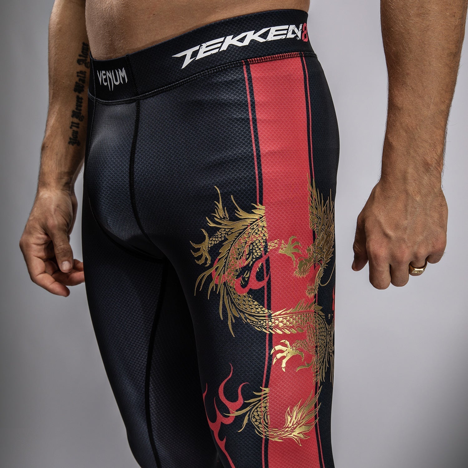 Venum x TEKKEN 8 - Marshall Law Spats - Black/Red/Gold - Venum