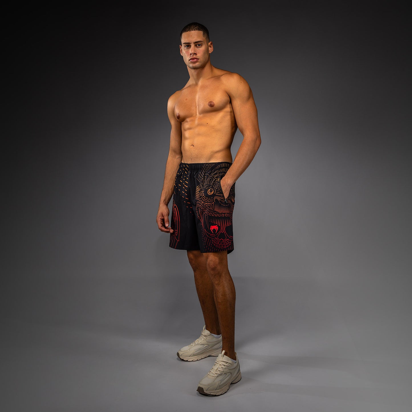 Venum Quetzal Fury Training Shorts - Black/Fury Red/ Tangerine