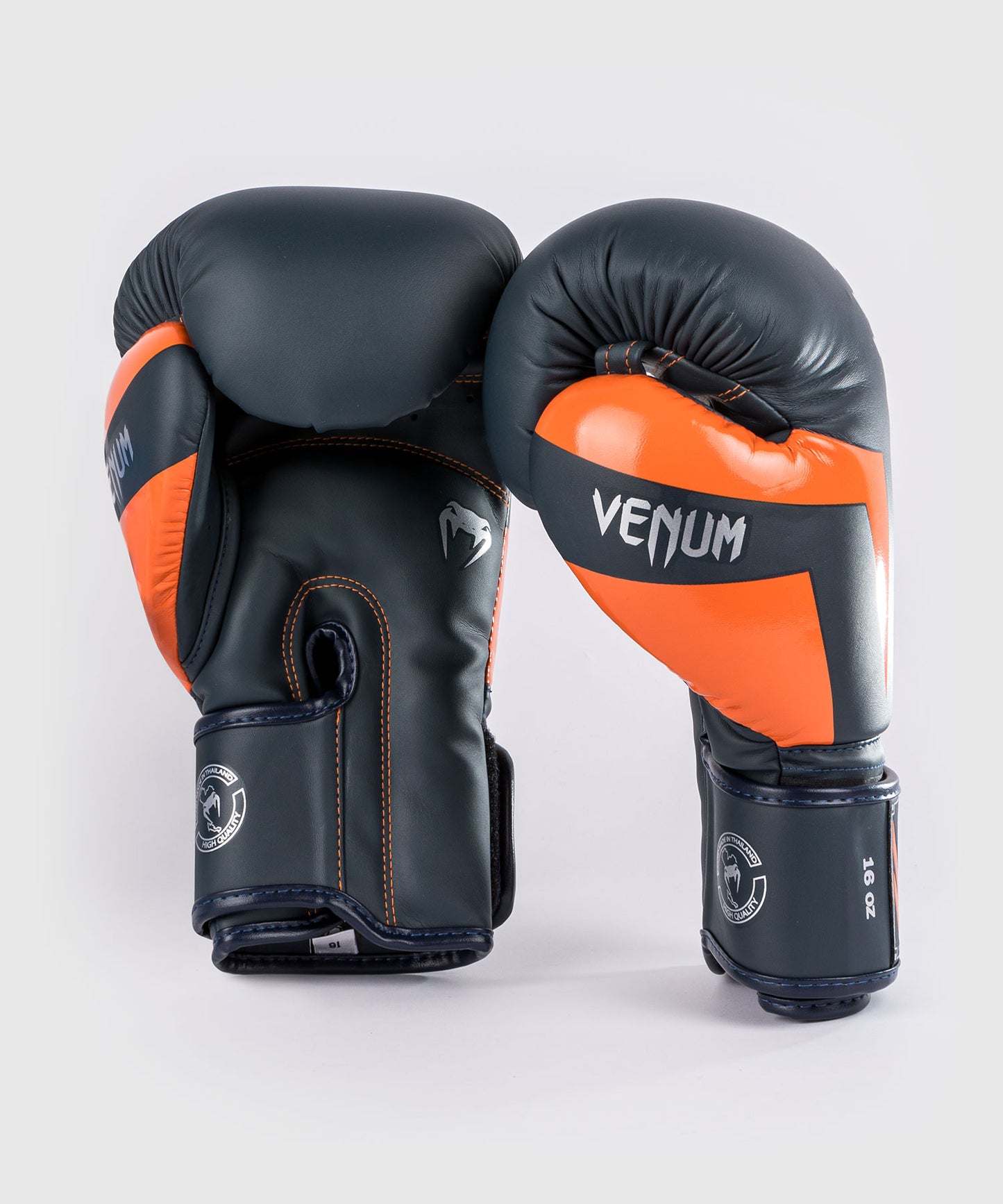 Venum Elite Boxing Gloves - Navy/Silver/Orange