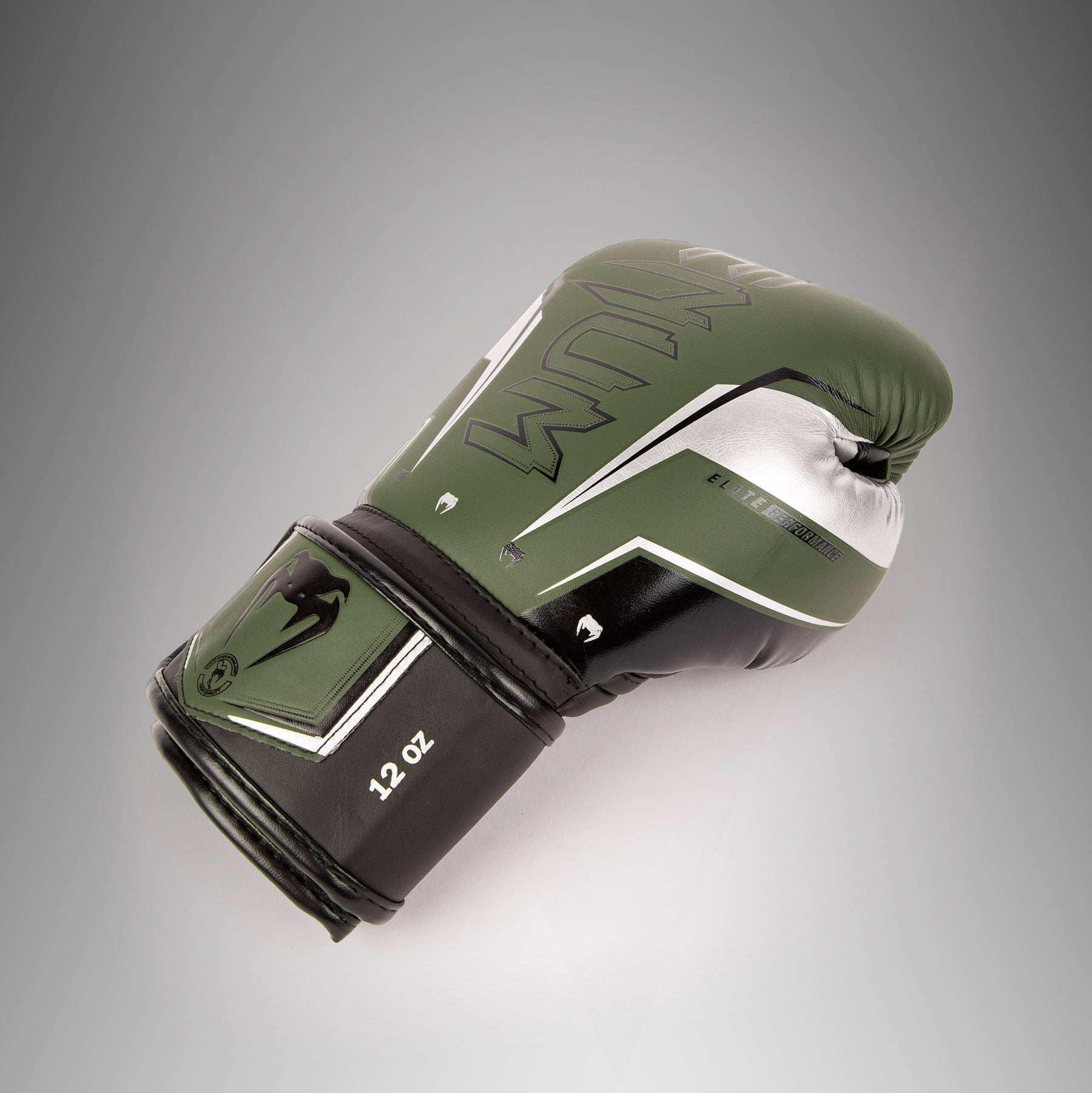 Venum Elite Evo Boxing Gloves - Khaki/Silver - Venum