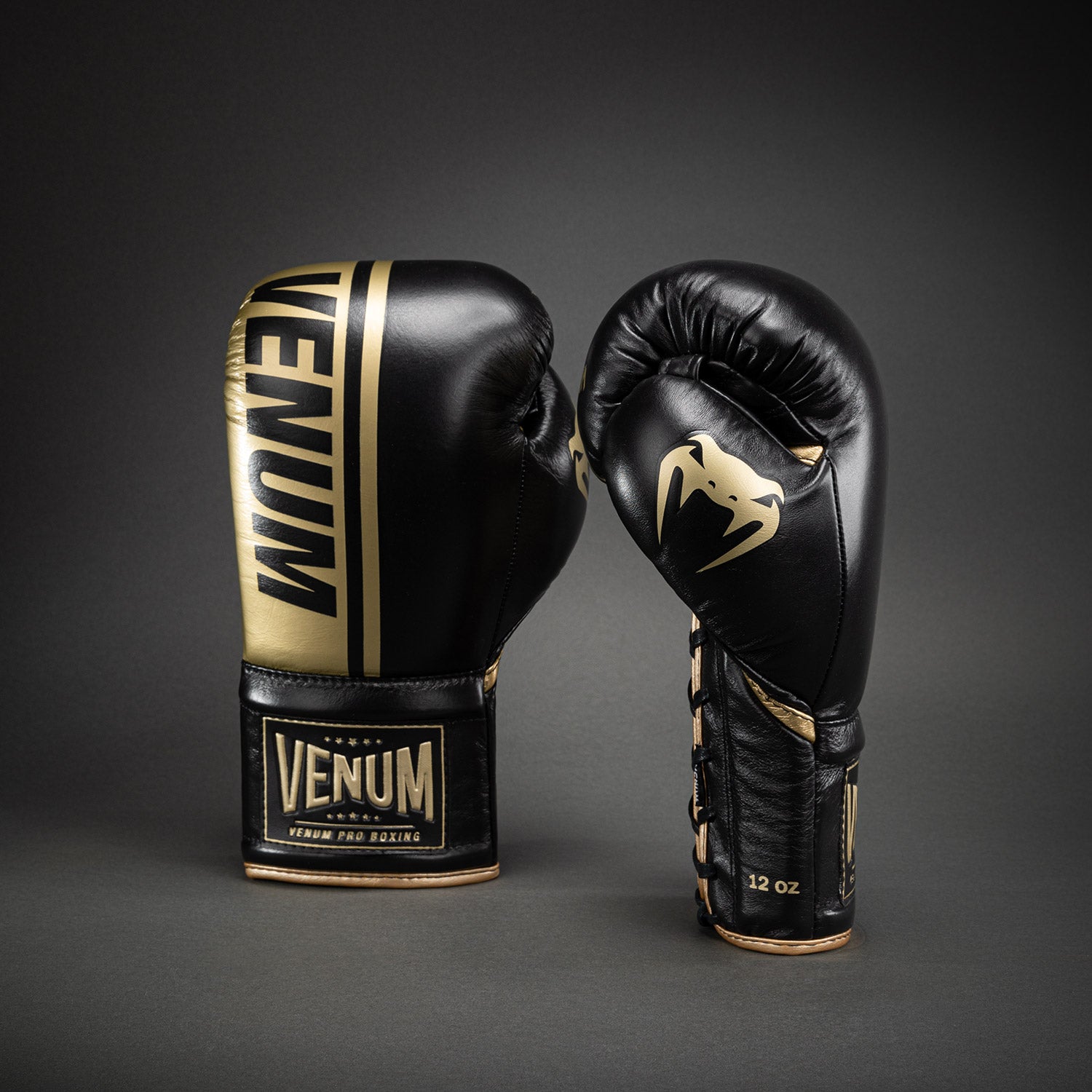 Venum Shield Pro Boxing Gloves with Laces - Black/Gold - Venum