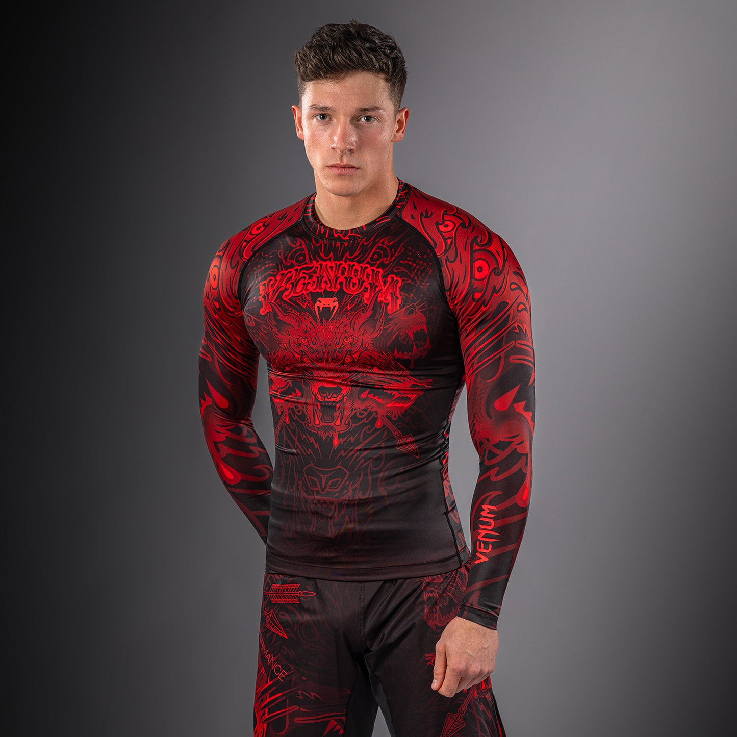 Venum Wolf Atak Long Sleeve Rashguard - Black/Red