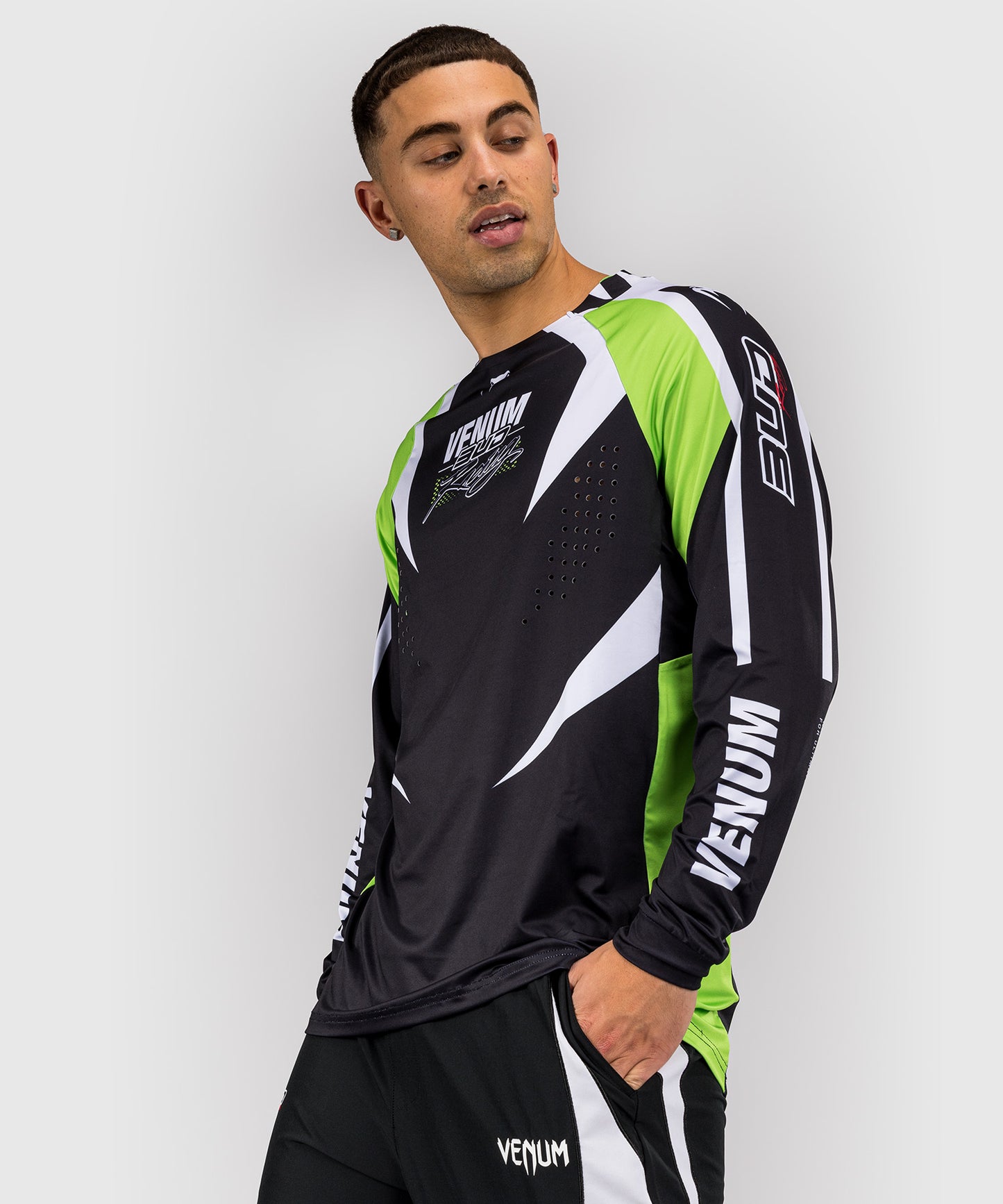 Venum x Bud Racing Men’s Dry-Tech T-Shirt - Black/White/Lime Green